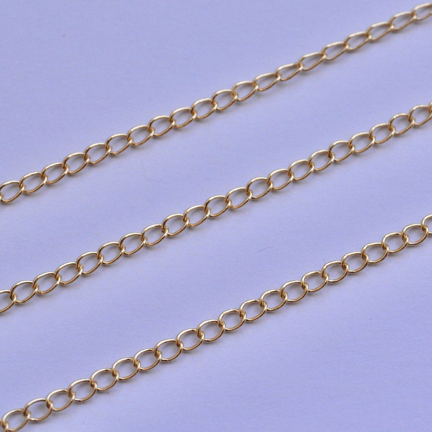 Gold filled 3mm curb extender chain adjustable necklace bracelet wholesale