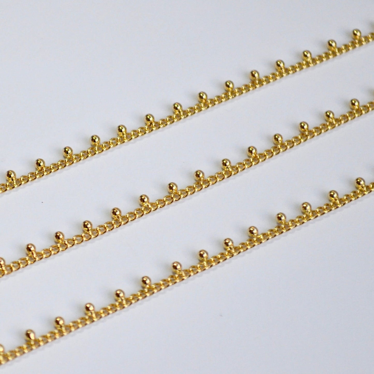 14k Gold Filled Beaded Chain - Dainty Dot Gold Chain by the Foot
