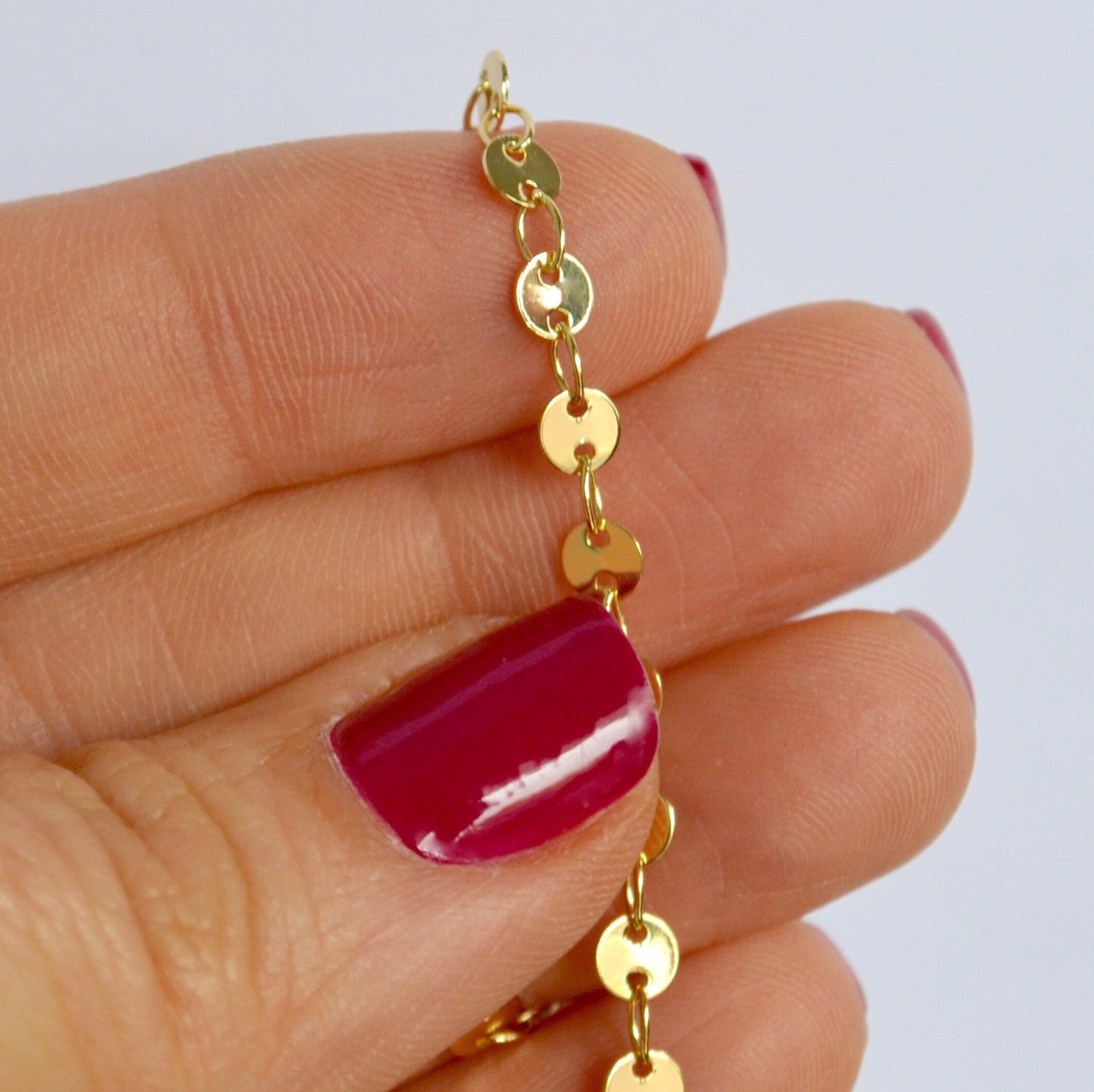 Gold Filled Sequin Chain 14k - 4mm Round Disc Chain by Foot - Circle Coin Chain Bulk for Jewelry Makers - DIY Craft Supplies
