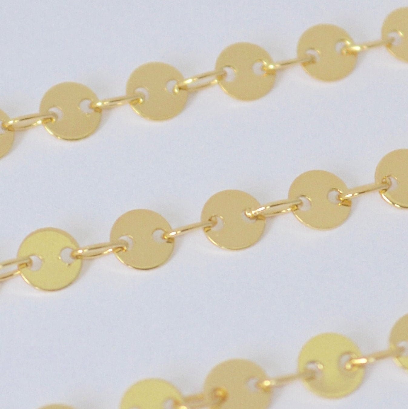 Gold Filled Sequin Chain 14k - 4mm Round Disc Chain by Foot - Circle Coin Chain Bulk for Jewelry Makers - DIY Craft Supplies