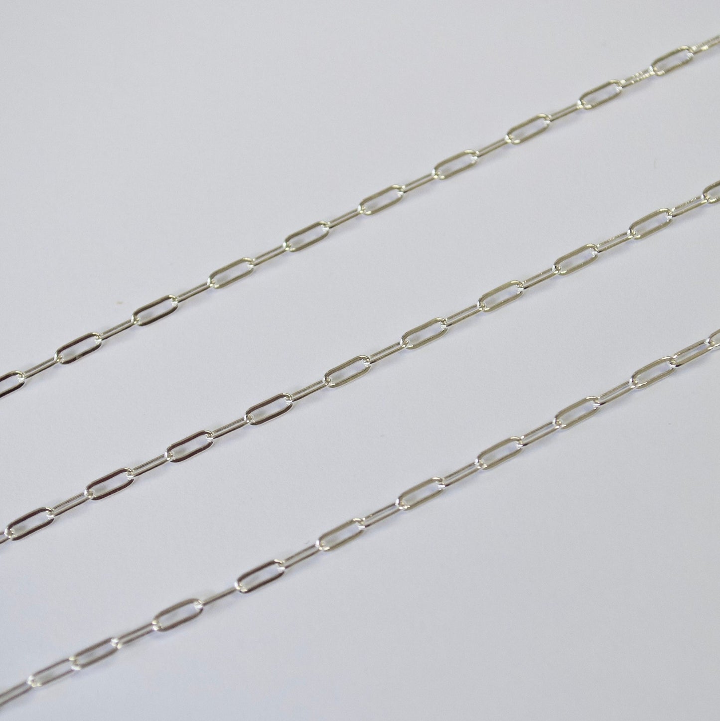 Sterling Silver dainty paperclip Chain 5 x 2 mm - Tiny Paper clip chain by Bulk for permanent jewelry - 925 Sterling silver by the foot