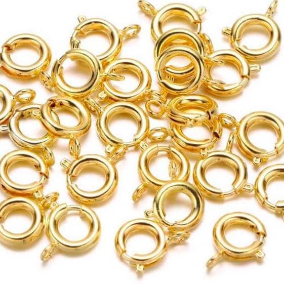 14k Gold Filled Spring Clasps - 6mm Spring Ring Clasps - Jewelry Findings Bulk & Supplies