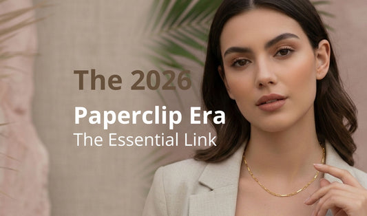 Minimalist 14k gold filled paperclip chain necklace on a professional model, 2026 jewelry trends for designers - Margarita Jewelry Supplies