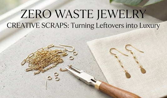 Minimalist 14k gold-filled paperclip chain earrings and jewelry making tools on a neutral background.