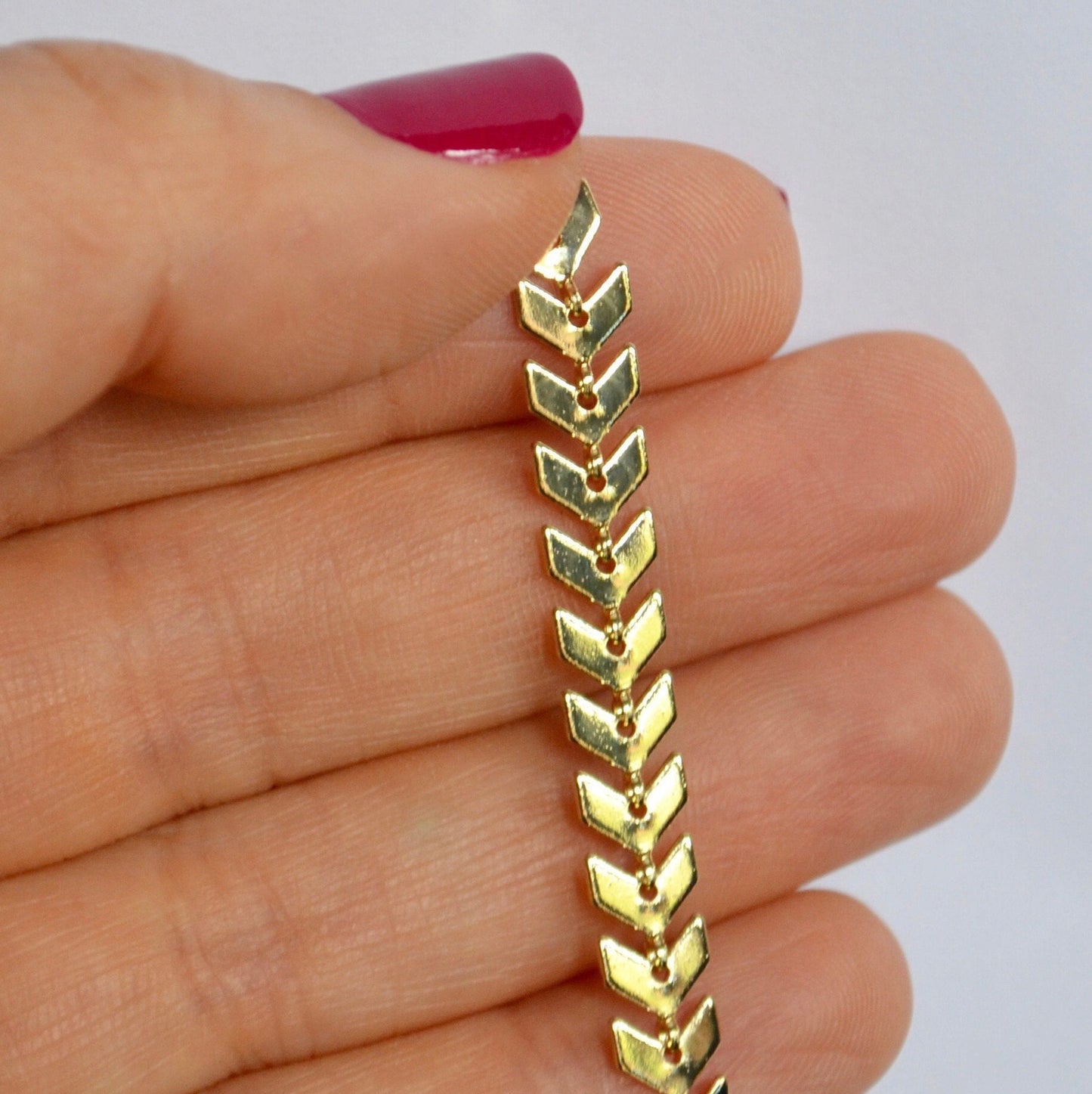 14k gold filled feather chevron chain 6mm wholesale bulk supply