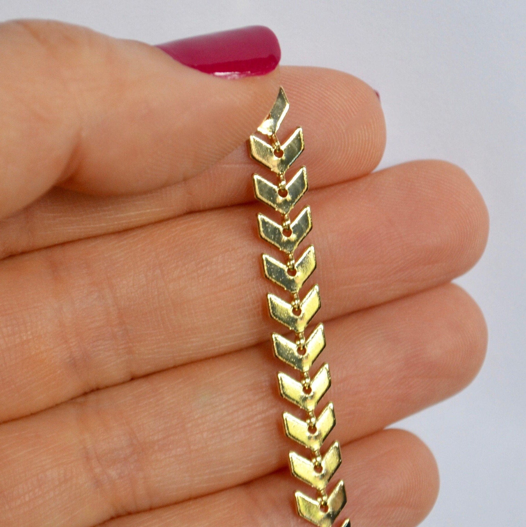 14k gold filled feather chevron chain 6mm wholesale bulk supply