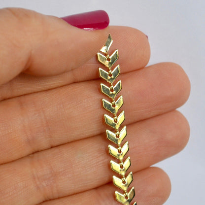 14k gold filled feather chevron chain 6mm wholesale bulk supply
