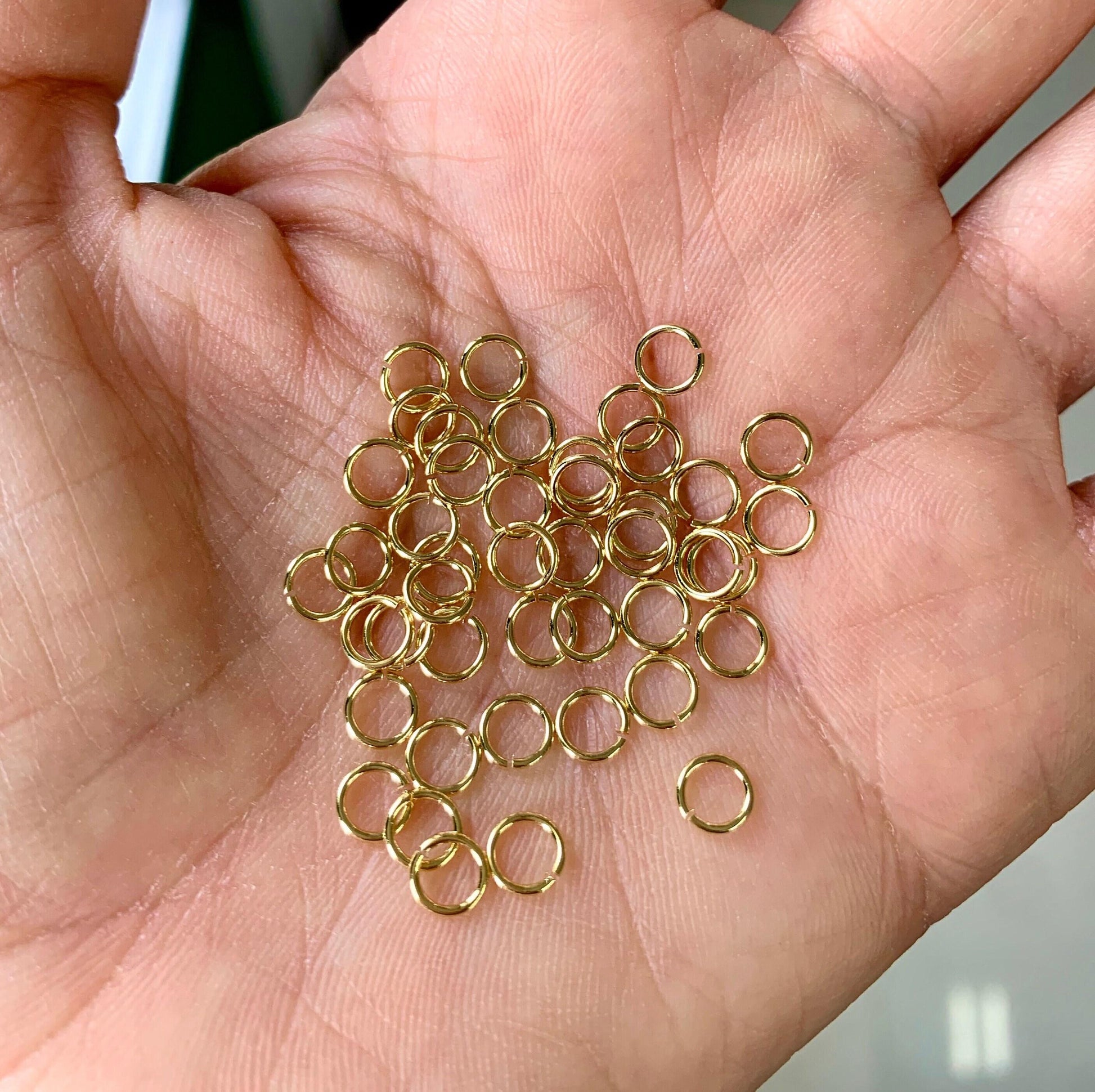 14k gold filled open jump rings close up detail 5mm findings bulk