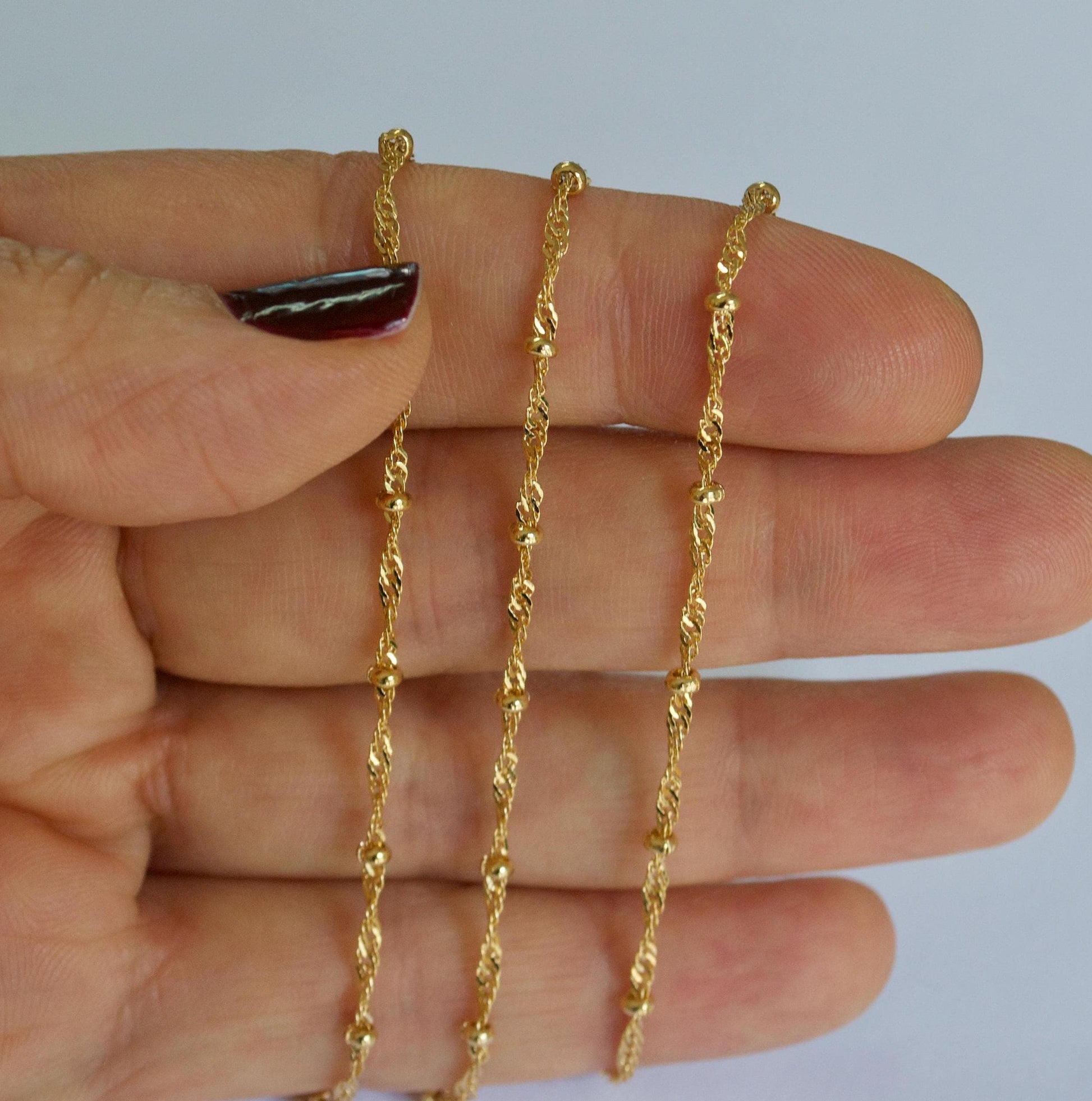 14k gold filled twisted curb satellite chain by the foot - jewelry making supplies