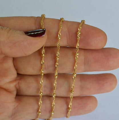 14k gold filled twisted curb satellite chain by the foot - jewelry making supplies