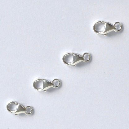925 Sterling Silver lobster clasps on a white background
