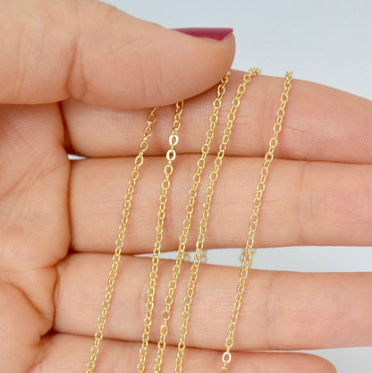 Gold filled 1.3mm flat cable chain bulk lengths jewelry supply
