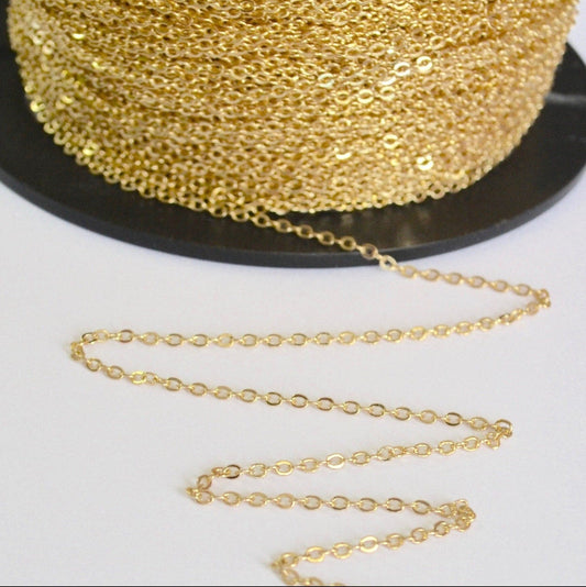 14k gold filled cable chain spool 1.3mm wholesale bulk supply