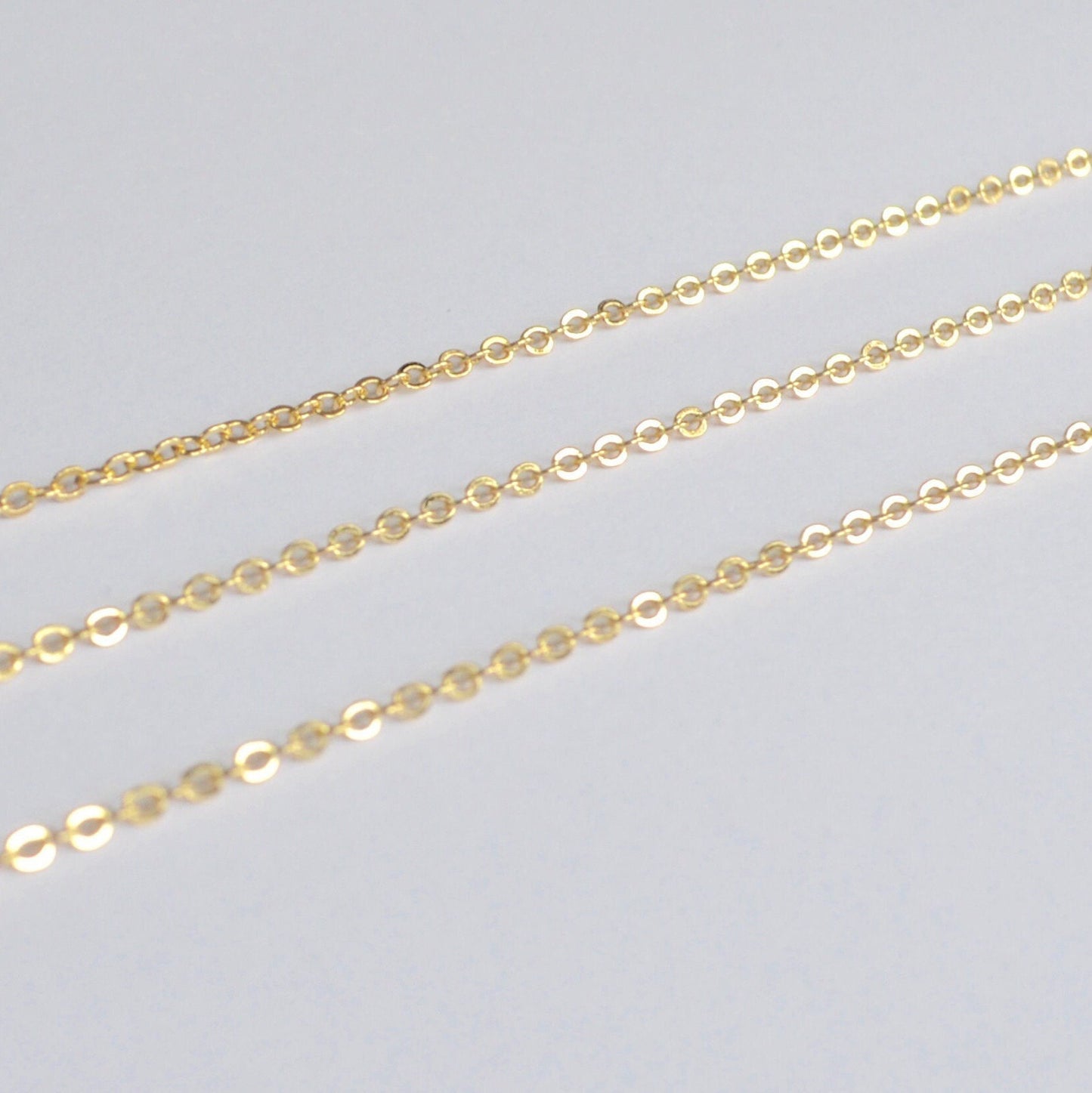 14k gold filled cable chain 1.3mm flat wholesale by the foot