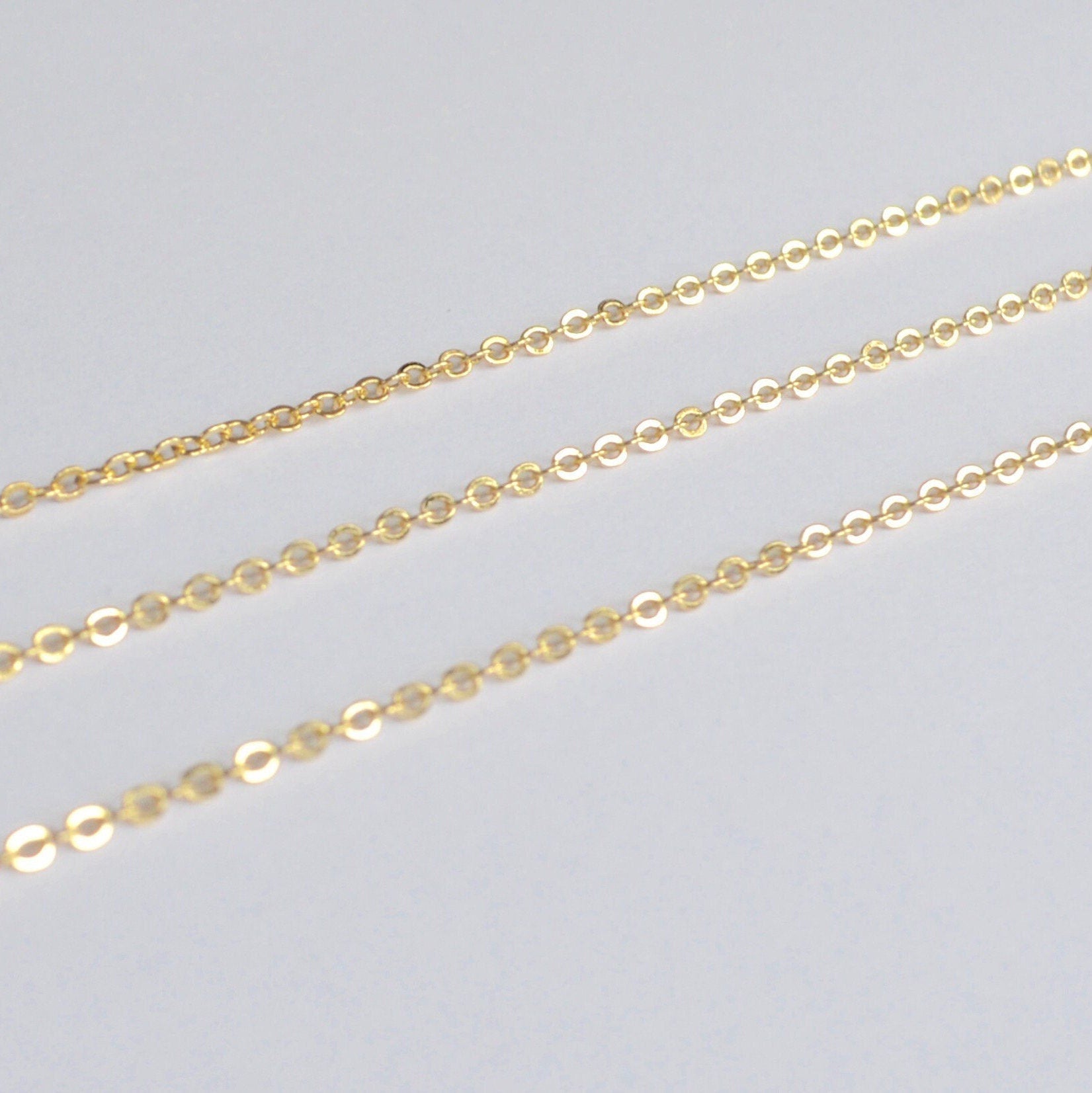 14k gold filled cable chain 1.3mm flat wholesale by the foot