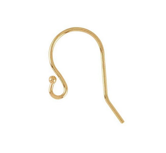 Gold earring hook on a white background