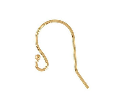 Gold earring hook on a white background