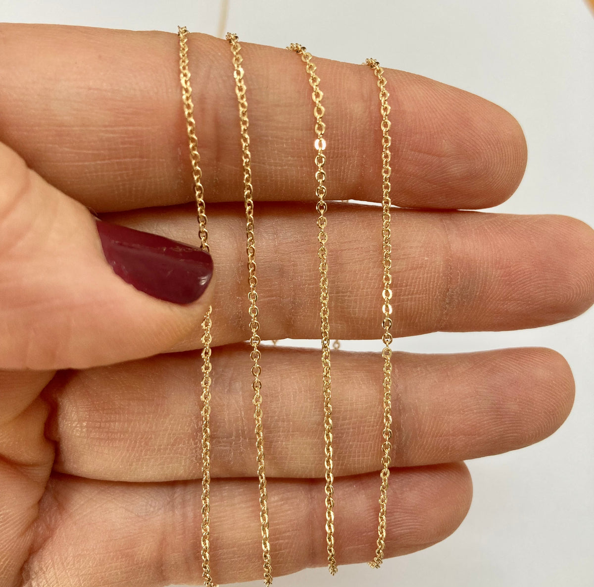 Delicate gold filled flat cable chain