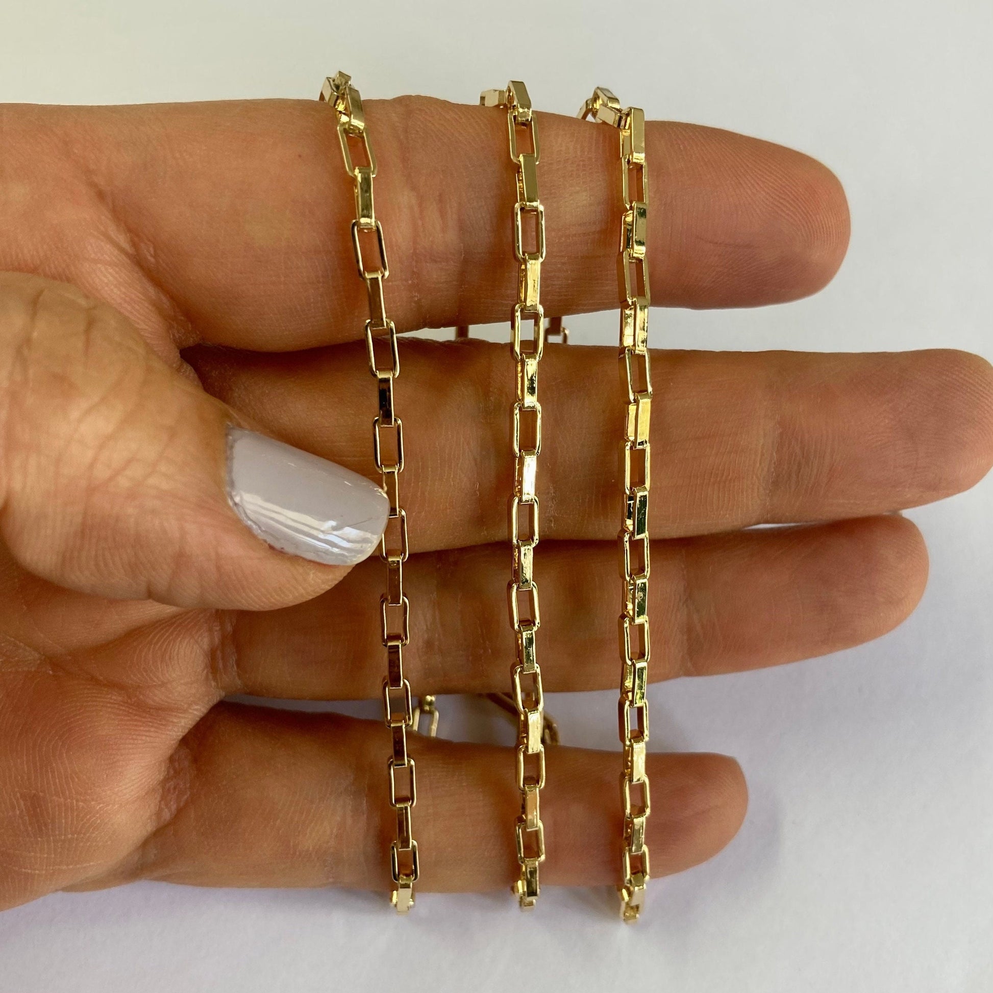 Gold filled elongated box chain jewelry making supply by the foot