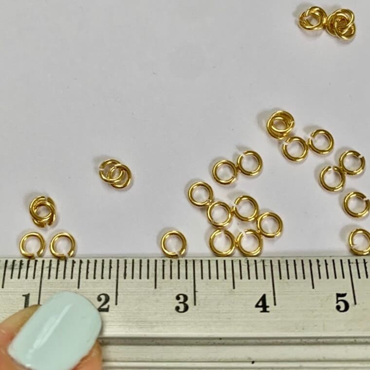 Gold filled open jump rings close up detail jewelry findings
