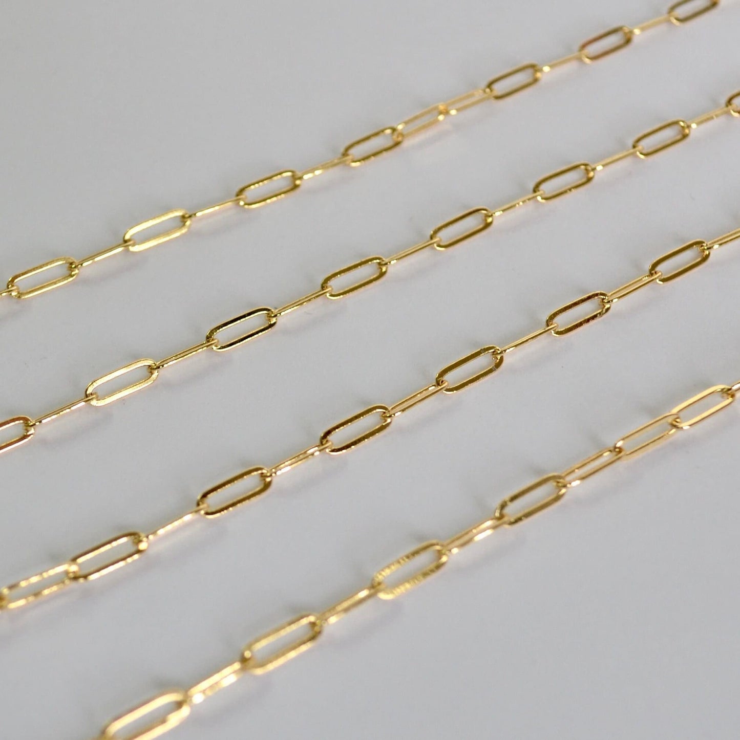 Gold filled paperclip chain 9x3mm close-up detail