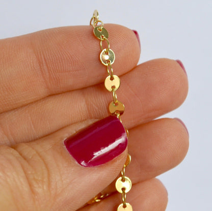 Gold Filled Sequin Chain 14k - 4mm Round Disc Chain by Foot - Circle Coin Chain Bulk for Jewelry Makers - DIY Craft Supplies
