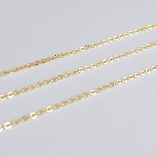 10 ft Gold filled cable chain 14k GF Flat cable chain 1.3 mm by the foot - Gold Filled Chain Bulk - Gold Chain Wholesale
