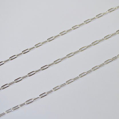 Sterling Silver dainty paperclip Chain 5 x 2 mm - Tiny Paper clip chain by Bulk for permanent jewelry - 925 Sterling silver by the foot