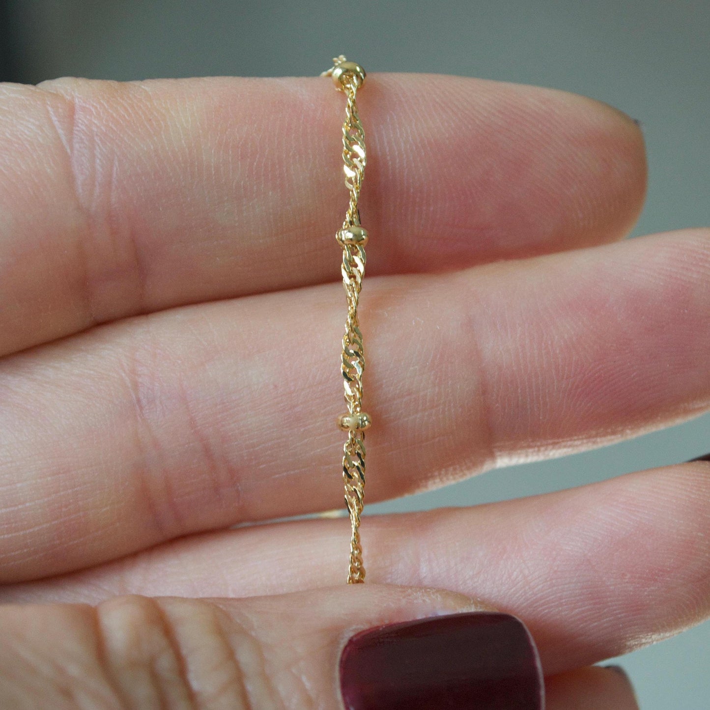 14k Gold Filled Satellite Chain - Dainty Twisted Curb Chain by the Foot - Wholesale Gold Chain Bulk