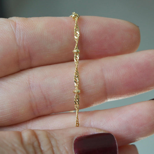 14k Gold Filled Satellite Chain - Dainty Twisted Curb Chain by the Foot - Wholesale Gold Chain Bulk