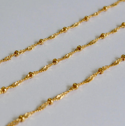 14k Gold Filled Satellite Chain - Dainty Twisted Curb Chain by the Foot - Wholesale Gold Chain Bulk