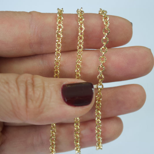 14k Gold Filled Diamond Cut Chain - Starburst Shimmer Chain by the Foot - Sunburst Gold Filled Chain Wholesale