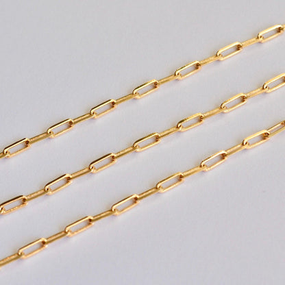 14k Gold Filled Paperclip Chain - 5x2mm Drawn Flat Cable Chain by the Foot - Gold Chain Bulk