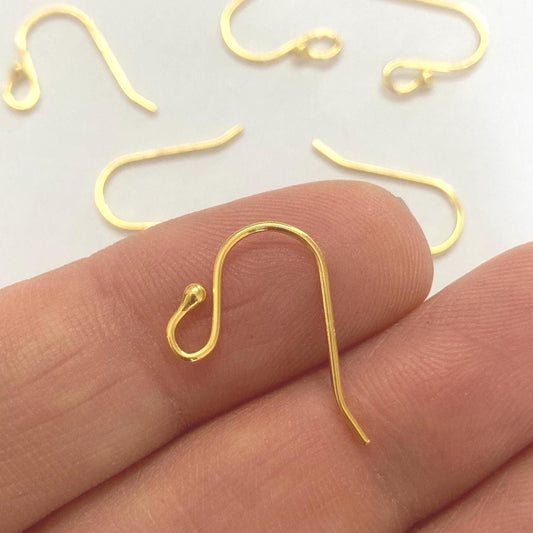 14k Gold Filled Ear Hooks - Wholesale French Ear Wires Bulk - Ball End Earring Hooks for Jewelry Making & Supplies