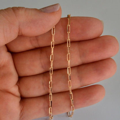 14k Gold Filled Paperclip Chain - 5x2mm Drawn Flat Cable Chain by the Foot - Gold Chain Bulk