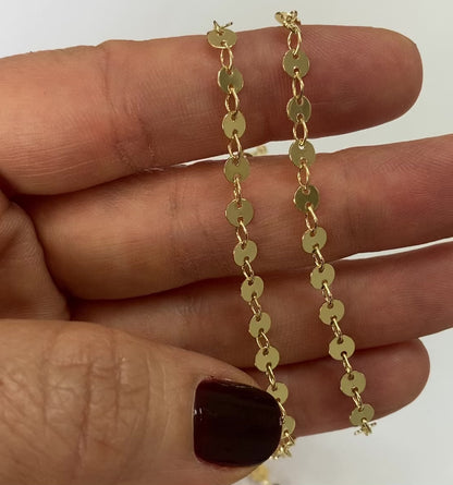 14k Gold Filled Sequin Chain by the Foot - 4mm Round Disc Chain