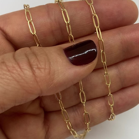 Gold filled paperclip chain video