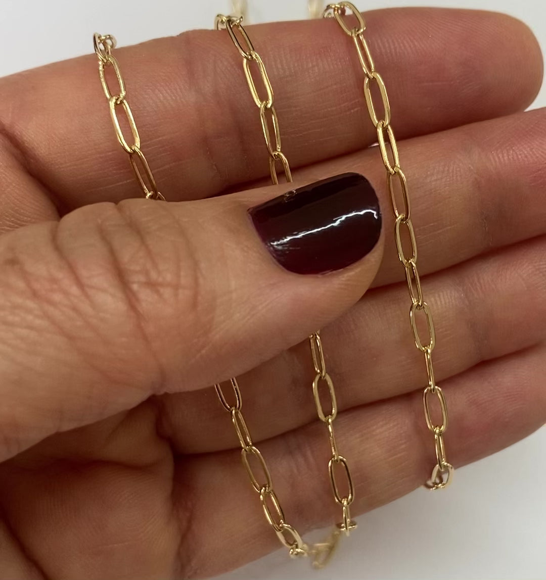 Gold filled paperclip chain video
